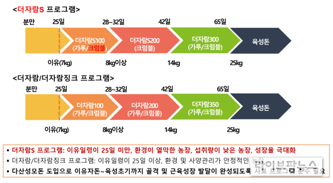 도드람양돈서비스 갓난돼지 사료 급여 프로그램.
