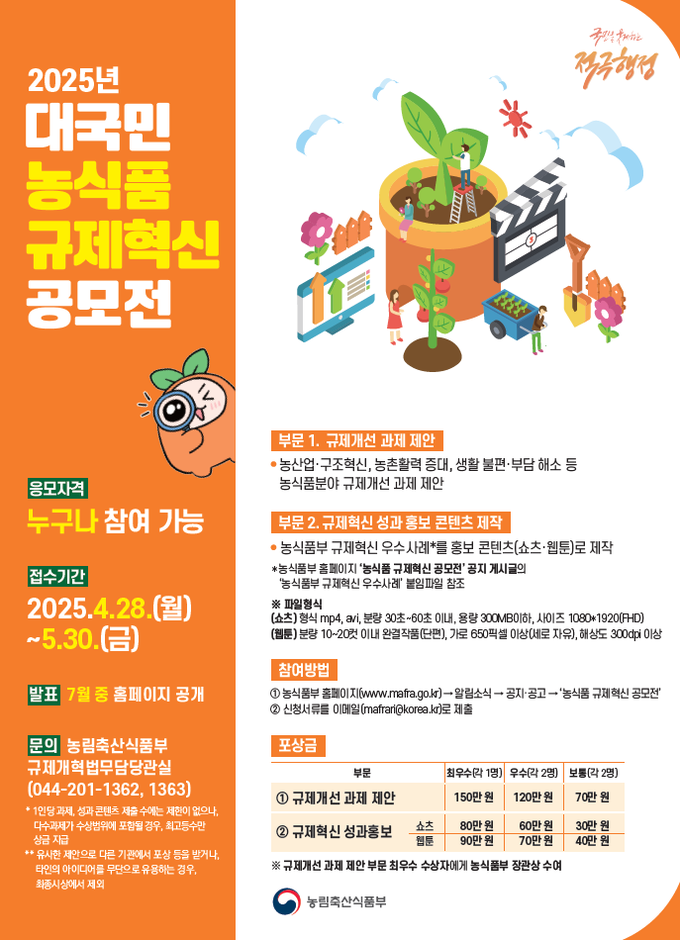 2025년 농식품 규제혁신 공모 홍보 포스터