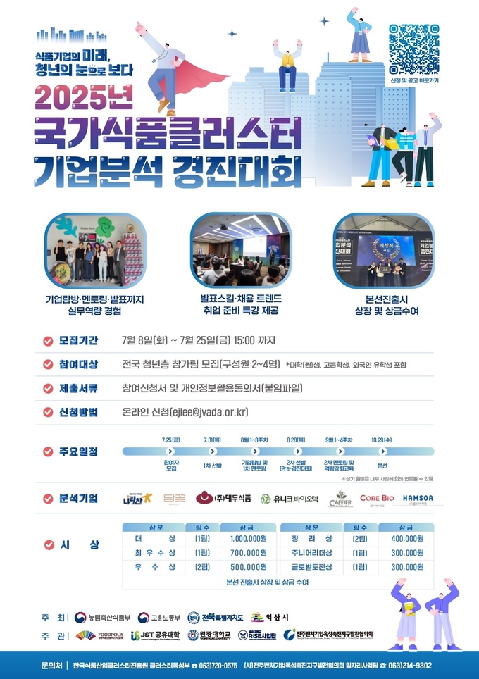 2025년 국가식품클러스터 기업 분석경진대회 포스터.