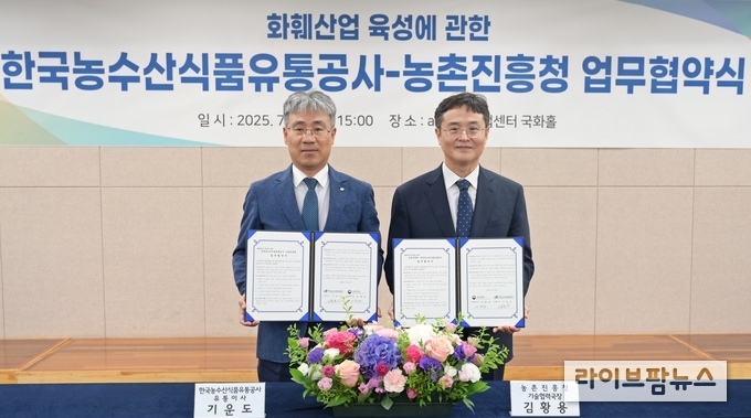 aT 기운도 유통이사(왼쪽), 농촌진흥청 김황용 기술협력국장(오른쪽)