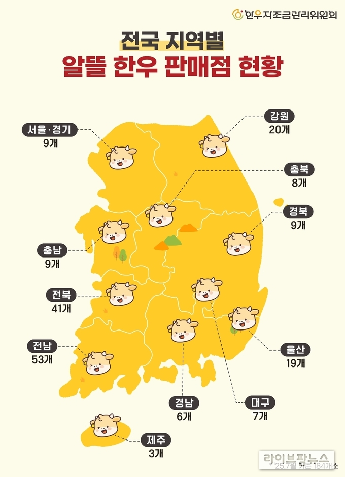 전국 지역별 알뜰한우판매점 현황(사진=한우자조금 제공)